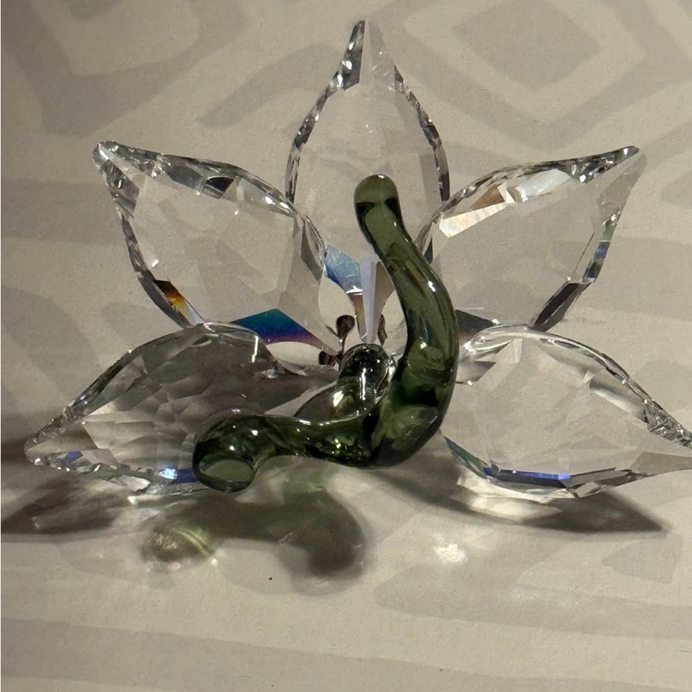 Swarovski Crystal Orchid Lotus with Green Stem